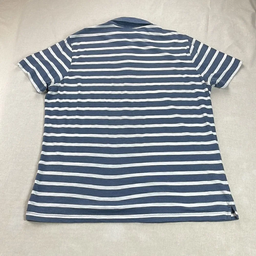 Banana Republic Polo Shirt Mens Extra Large XL Blue Striped‎ Short Sleeve Shirt